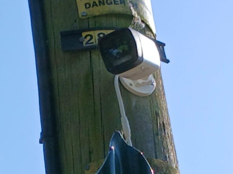 CCTV camera on a pole covering the storage yard at Paddock Wood Self Storage