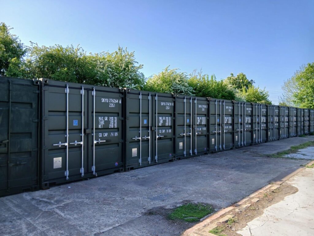 Container storage yard with hardstanding drive-up access at Paddock Wood Self Storage, Kent